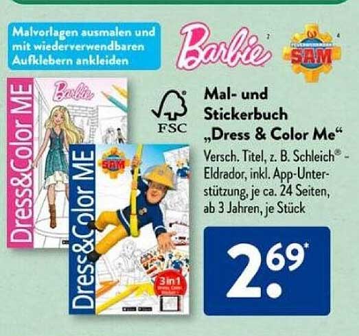 Mal- und Stickerbuch „Dress & Color Me“