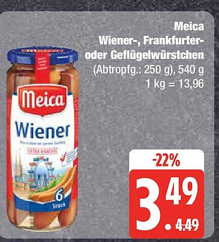 Meica Wiener-, Frankfurter- oder Geflügelwürstchen