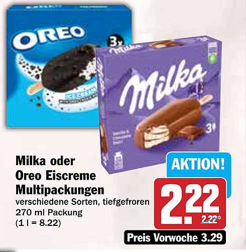 Milka oder Oreo Eiscreme Multipackungen