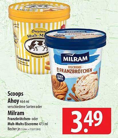 Milram Franzbrötchen- oder Muh-Muhs Eiscreme