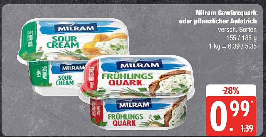 Milram Gewürzquark oder pflanzlicher Aufstrich