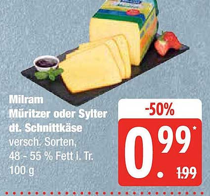 Milram Müritzer oder Sylt deutscher Schnittkäse