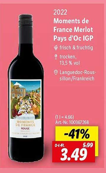 Moments de France Merlot Pays d’Oc IGP