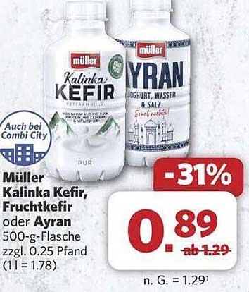 Müller Kalinka Kefir, Fruchtkefir oder Ayran