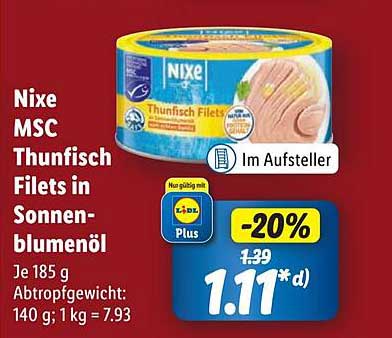 Nixe MSC Thunfisch Filets in Sonnenblumenöl