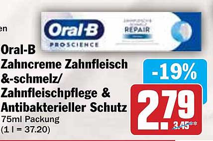 Oral-B Zahncreme Zahnfleisch & schmelz/ Zahnfleischpflege & Antibakterieller Schutz