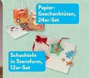 Papier-Geschenküten, 24-er Set  
Schachteln in Sternform, 12-er Set