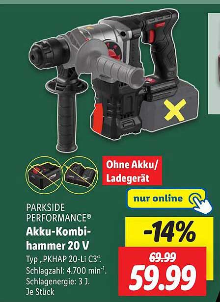 PARKSIDE PERFORMANCE® Akku-Kombi-hammer 20 V