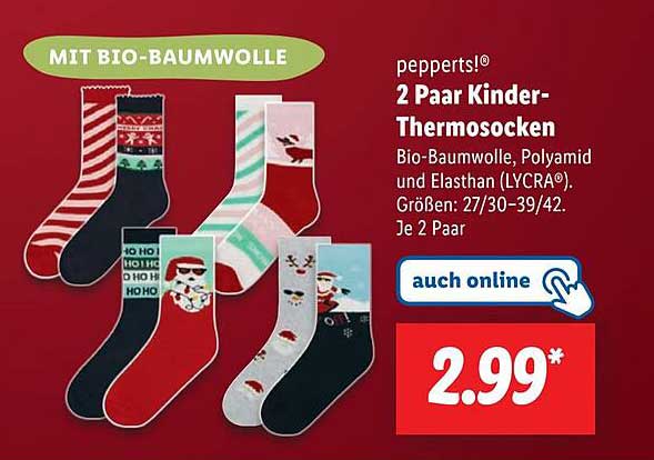 pepperts!® 2 Paar Kinder-Thermosocken