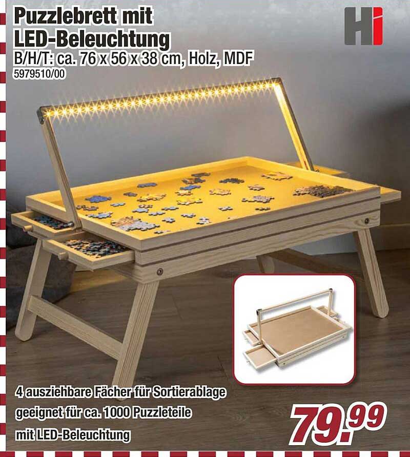 Puzzlebrett mit LED-Beleuchtung