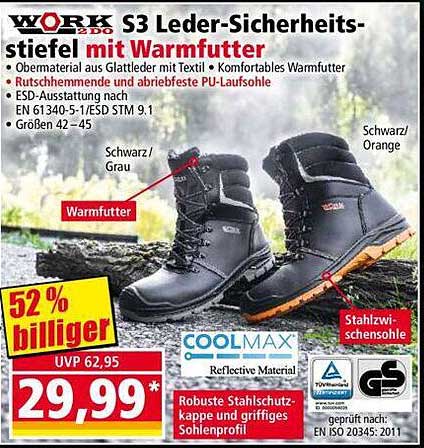 S3 Leder-Sicherheitsstiefel mit Warmfutter