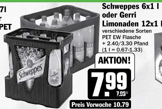 Schweppes 6x1 l oder Gerri Limonaden 12x1