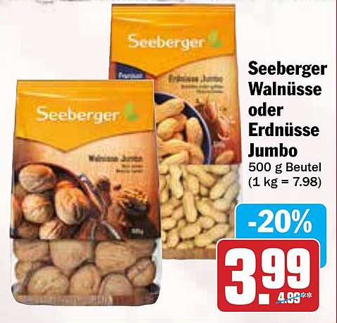 Seeberger Walnüsse oder Erdnüsse Jumbo