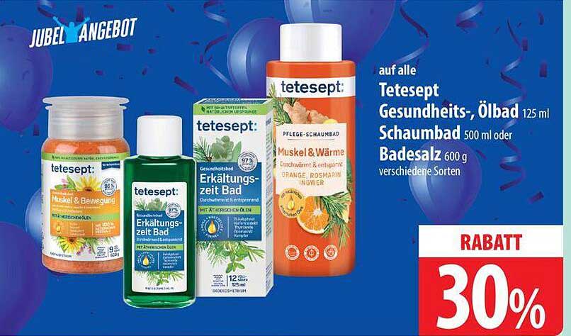 Tetesept Gesundheits- Ölbad 125 ml, Schaumbad 500 ml oder Badesalz 600 g