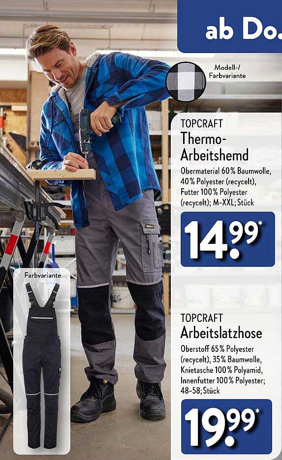 TOPCRAFT Thermo-Arbeitshemden  
TOPCRAFT Arbeitslatzhose