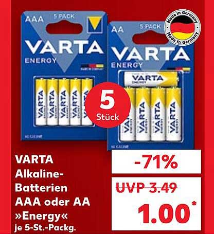 VARTA Alkaline-Batterien AAA oder AA »Energy«