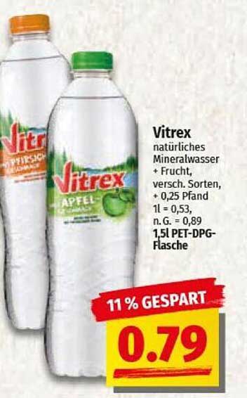 Vitrex natürliches Mineralwasser + Frucht, versch. Sorten