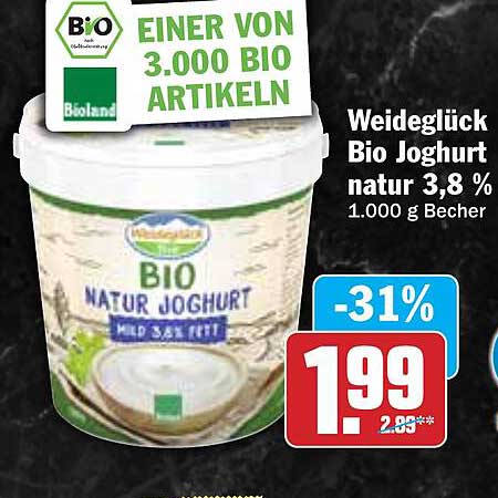 Weideglück Bio Joghurt natur 3,8 %