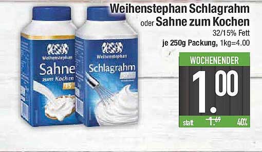 Weihenstephan Schlagrahm oder Sahne zum Kochen