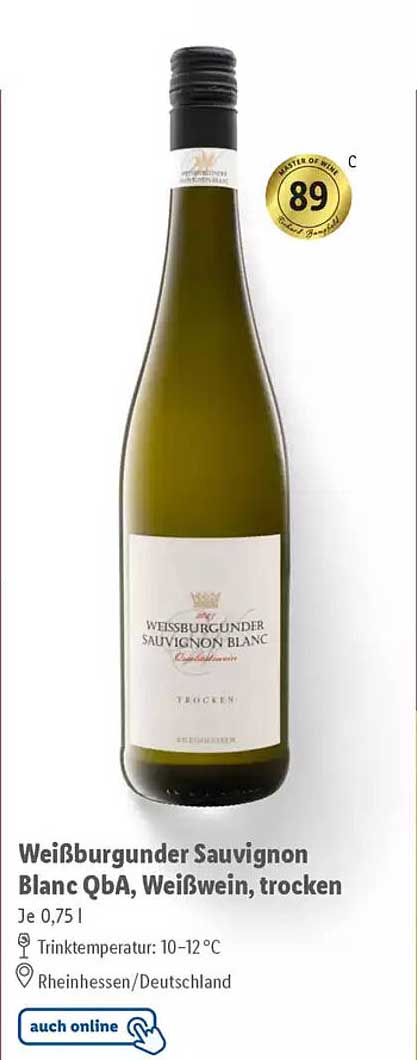 Weißburgunder Sauvignon Blanc QbA, Weißwein, trocken