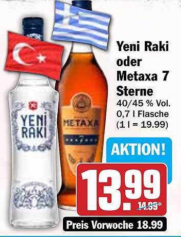 Yeni Raki oder Metaxa 7 Sterne