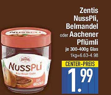 Zentis NussPli, Belmandel oder Aachener Pflümli