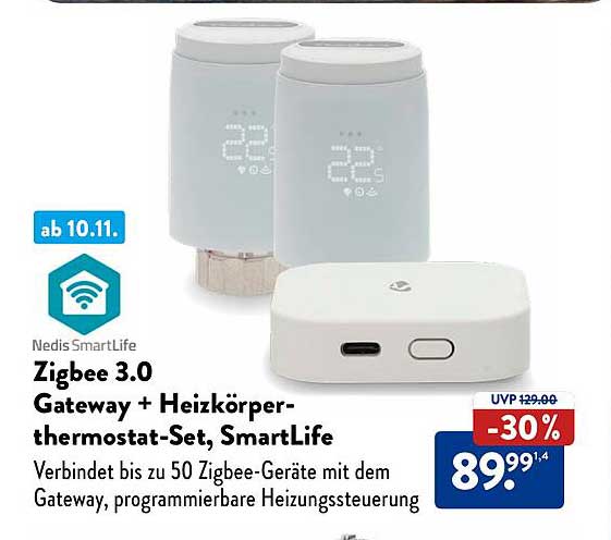 Zigbee 3.0 Gateway + Heizkörperthermostat-Set, SmartLife