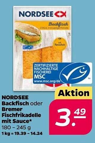 NORDSEE Backfisch oder Bremer Fischfrikadelle mit Sauce*