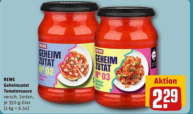 REWE Geheimzutat Tomatensauce Nr. 02 und Nr. 03