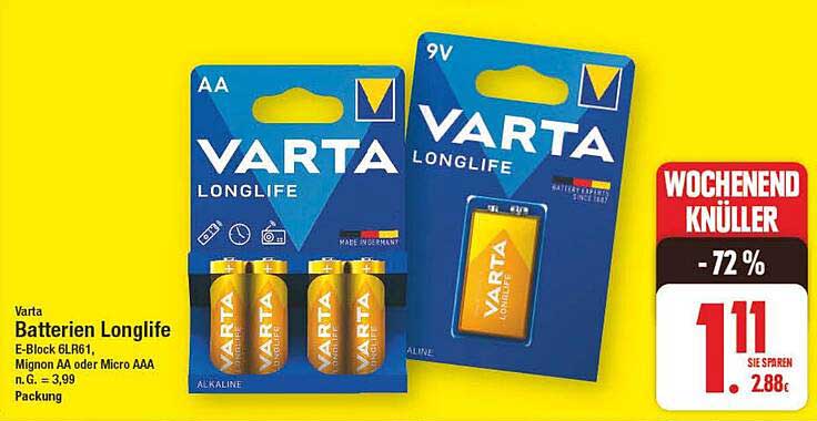 Varta Batterien Longlife