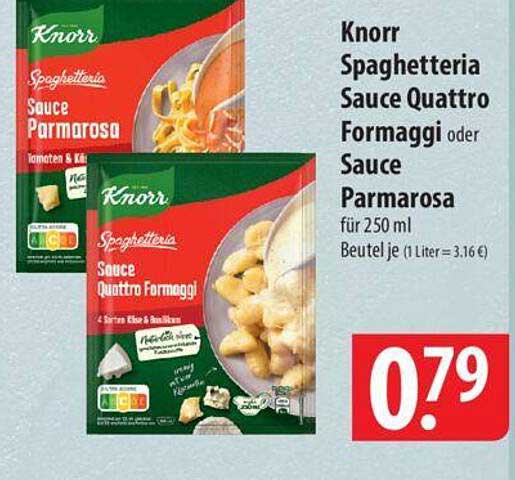 Knorr Spaghetteria Sauce Quattro Formaggi oder Sauce Parmarosa