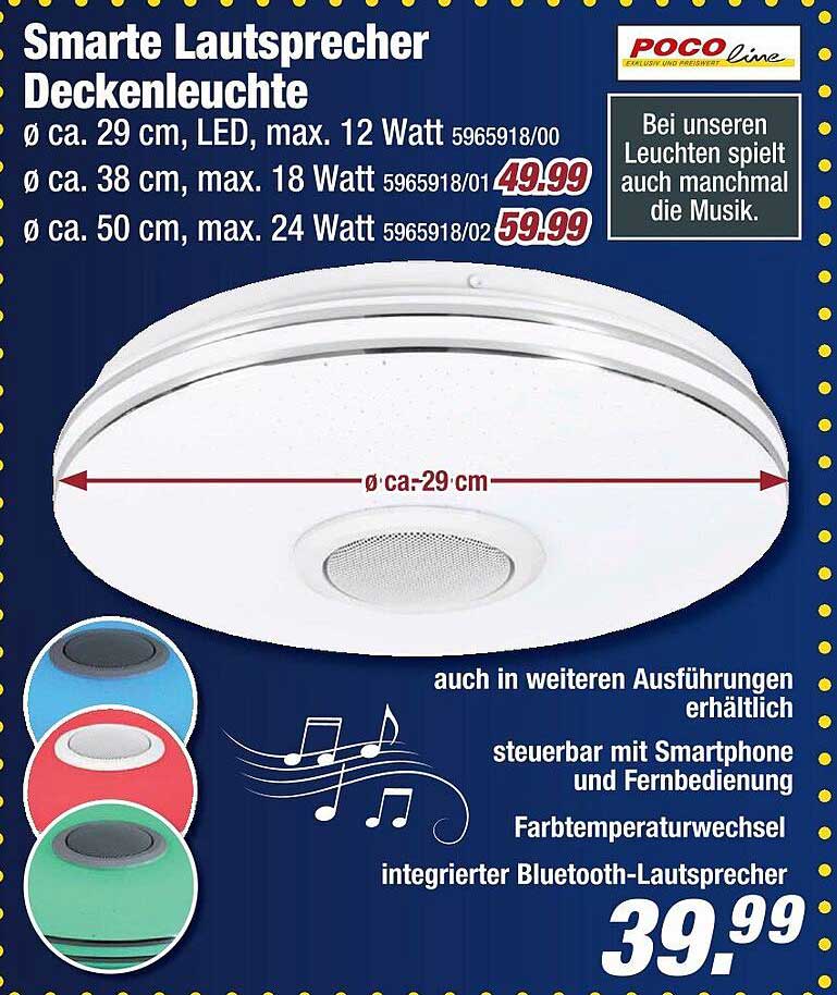 Smarte Lautsprecher Deckenleuchte