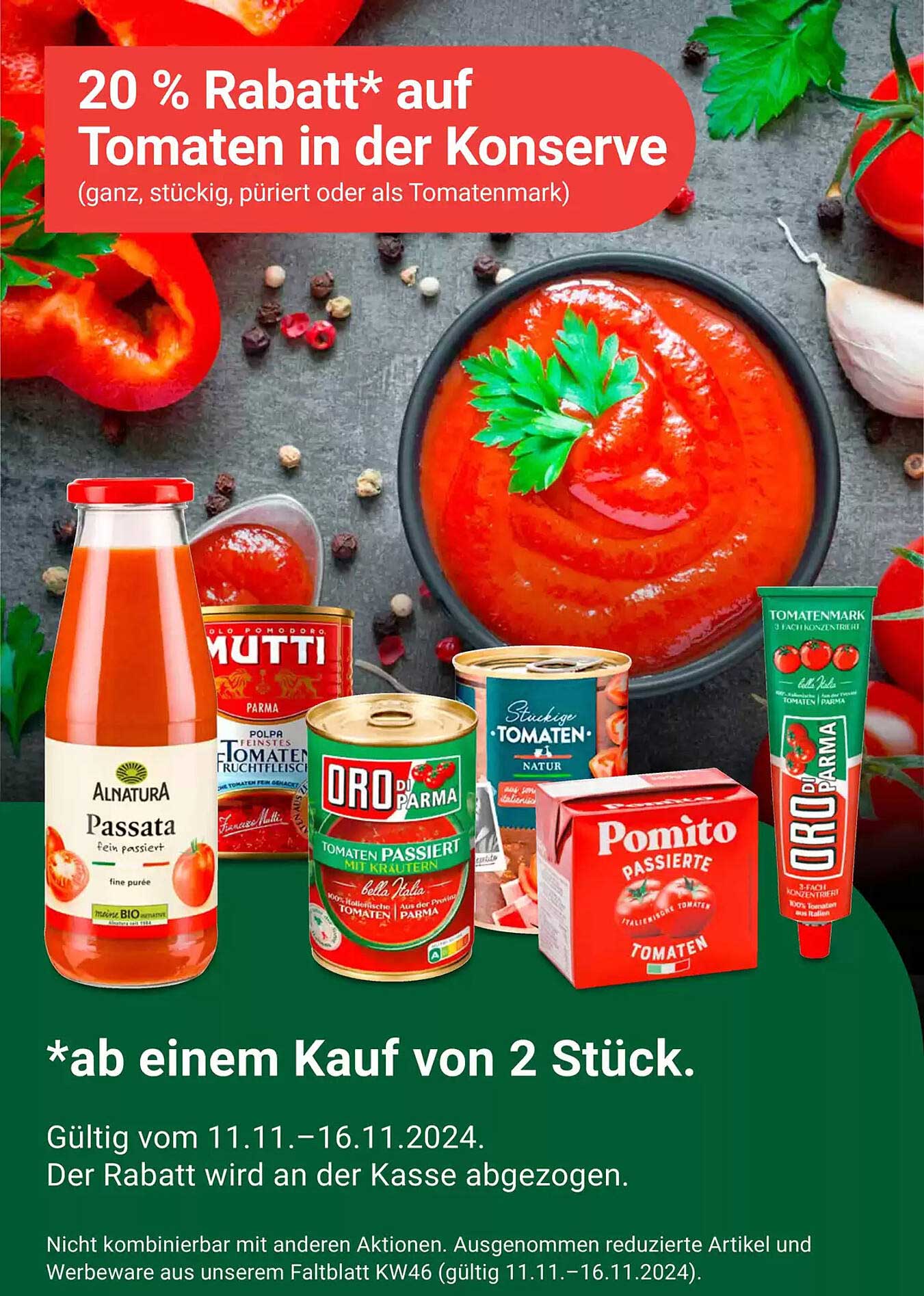 20 % Rabatt* auf Tomaten in der Konserve