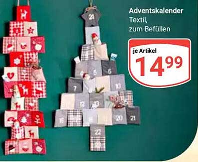 Adventskalender Textil, zum Befüllen