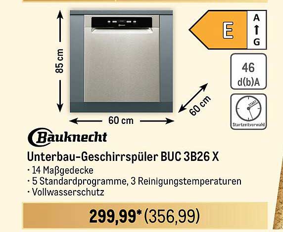 Bauknecht Unterbau-Geschirrspüler BUC 3B26 X