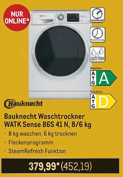 Bauknecht Waschtrockner WATK Sense 86S 41 N, 8/6 kg