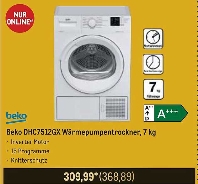 Beko DHC7512GX Wärmepumpentrockner, 7 kg