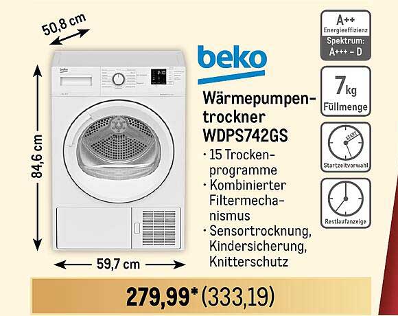 Beko Wärmepumpentrockner WDPS742GS