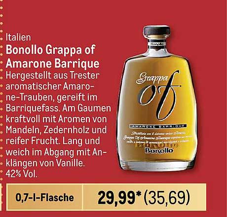 Bonollo Grappa of Amarone Barrique