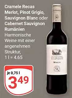 Cramele Recas Merlot, Pinot Grigio, Sauvignon Blanc oder Cabernet Sauvignon Rumänien