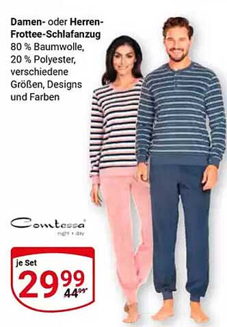 Damen- oder Herren-Frottee-Schlafanzug