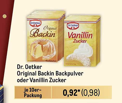 Dr. Oetker Original Backin Backpulver oder Vanillin Zucker