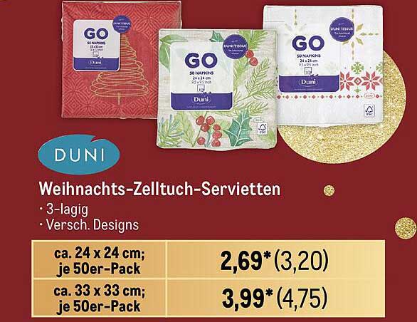 DUNI Weihnachts-Zelltuch-Servietten