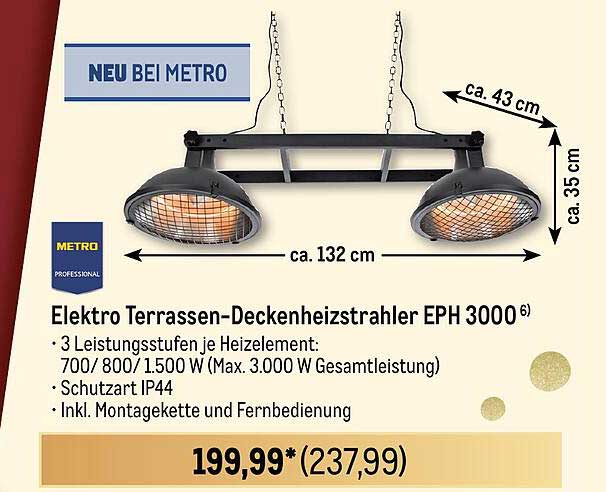 Elektro Terrassen-Deckenheizstrahler EPH 3000