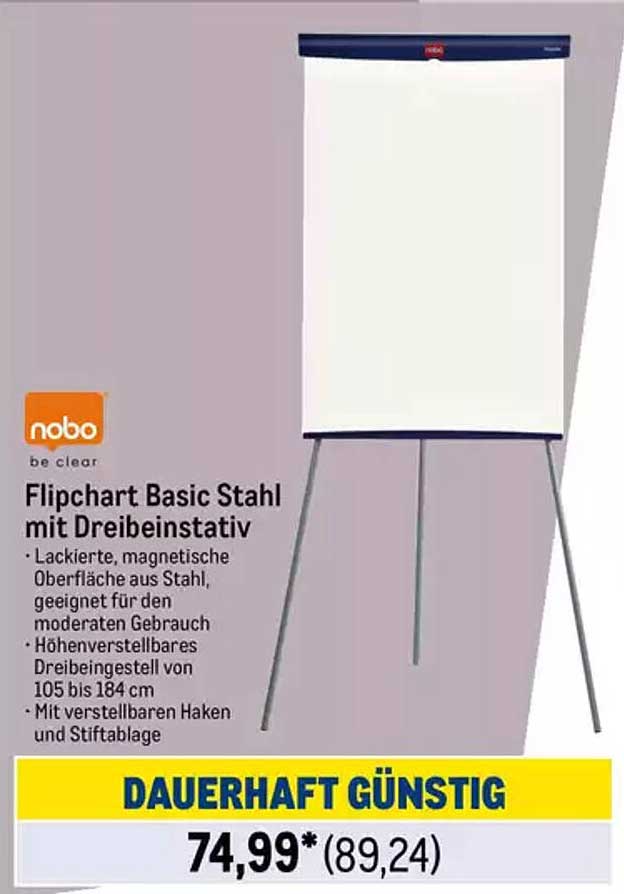 Flipchart Basic Stahl mit Dreibeinstativ