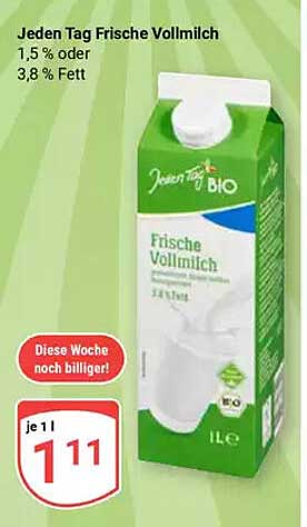 Jeden Tag Frische Vollmilch