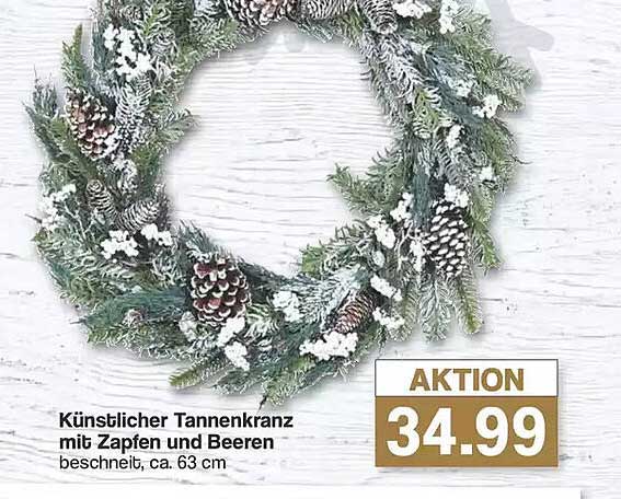 Künstlicher Tannenkranz mit Zapfen und Beeren