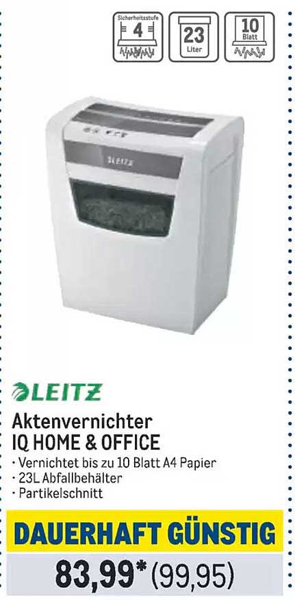 LEITZ Aktenvernichter IQ HOME & OFFICE