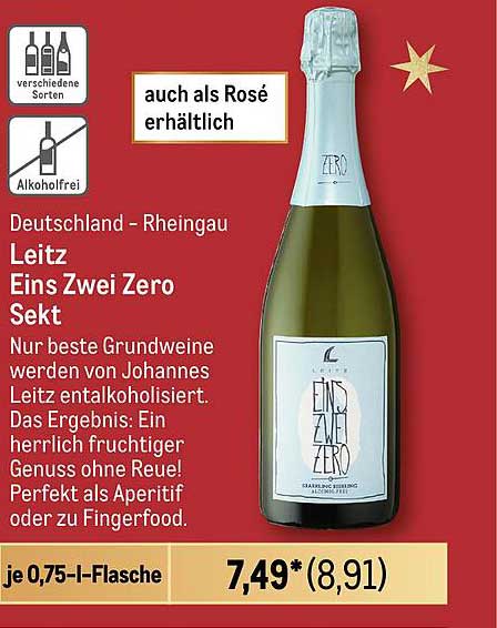 Leitz Eins Zwei Zero Sekt