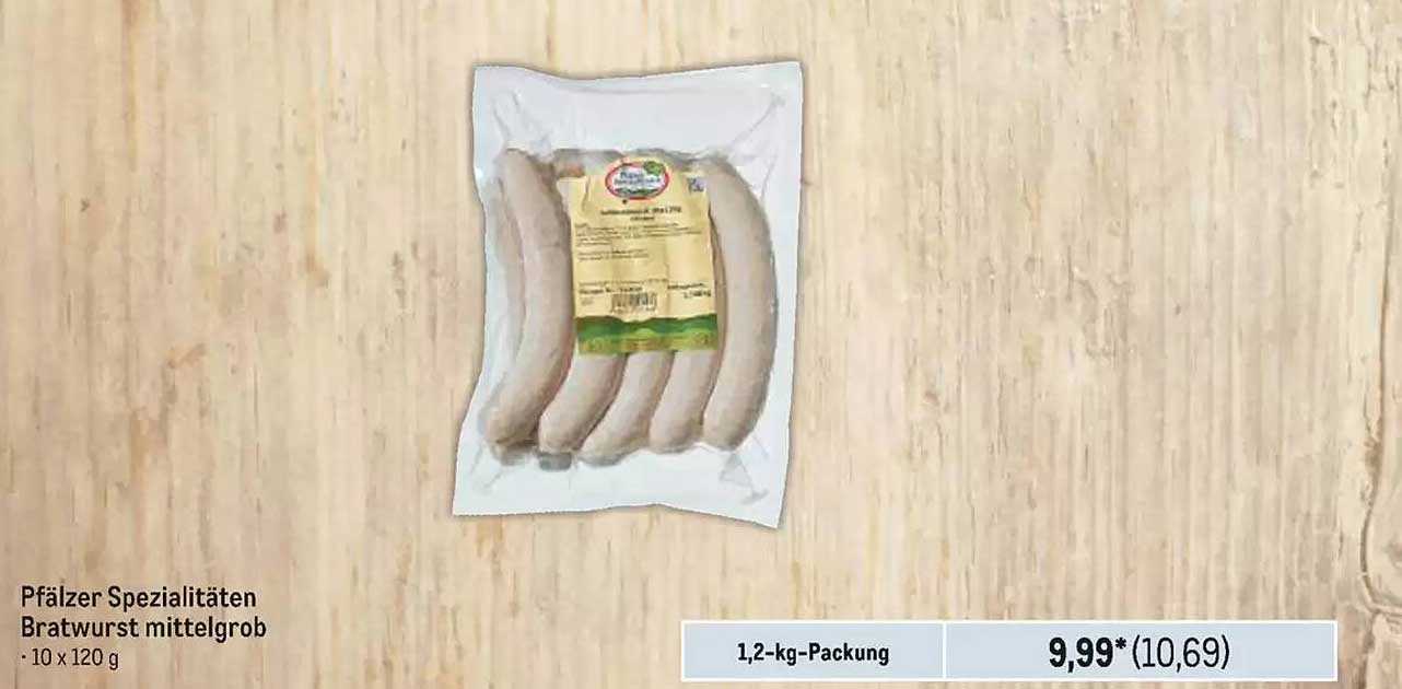 Pfalz Spezialitäten Bratwurst mittelgroß